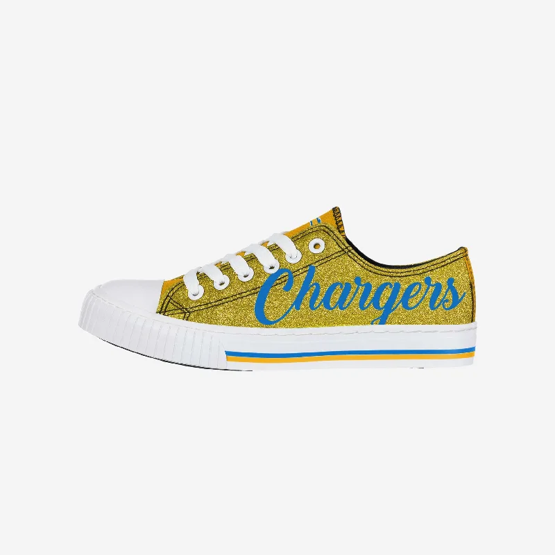 Los Angeles Chargers Womens Color Glitter Low Top Canvas Shoes