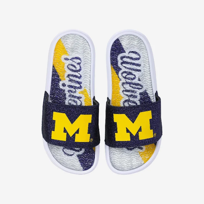 Michigan Wolverines Womens Glitter Gel Slide