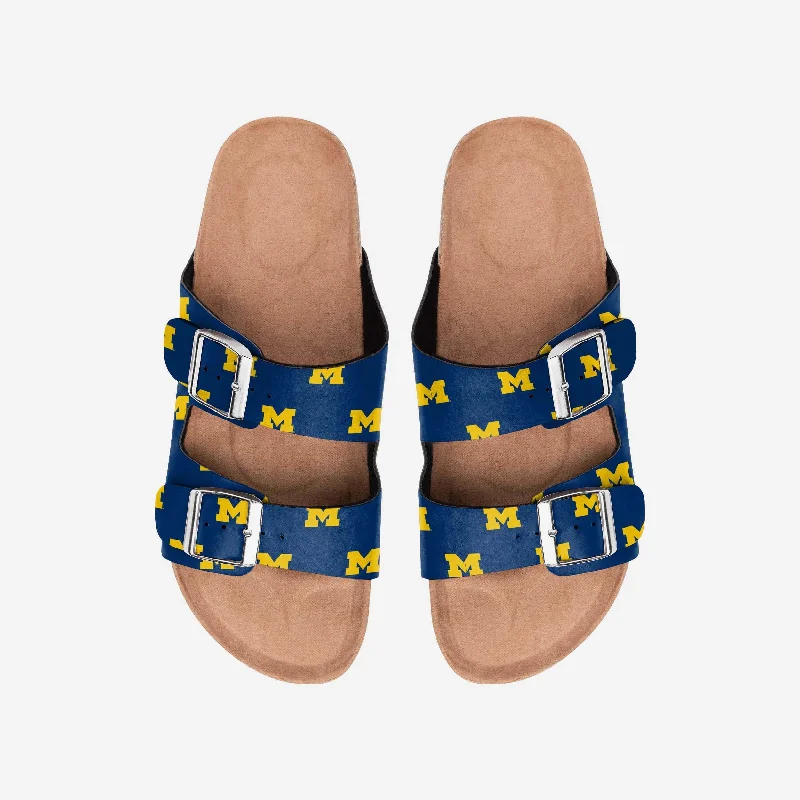 Michigan Wolverines Womens Team Logo Double Buckle Sandal