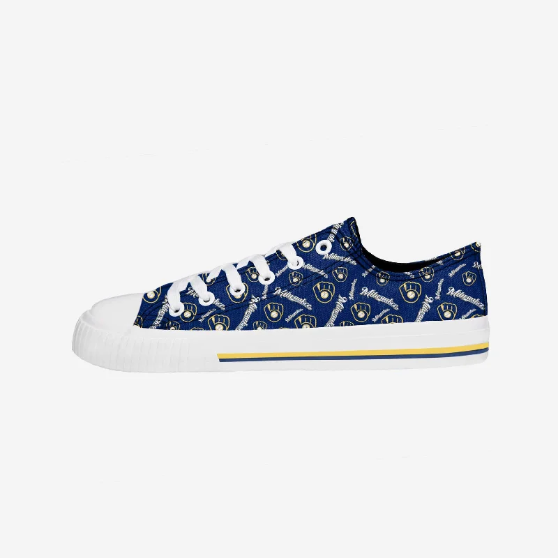 Milwaukee Brewers Womens Low Top Repeat Print Canvas Shoe