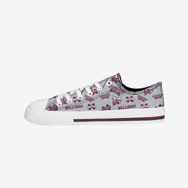 Mississippi State Bulldogs Womens Low Top Repeat Print Canvas Shoe