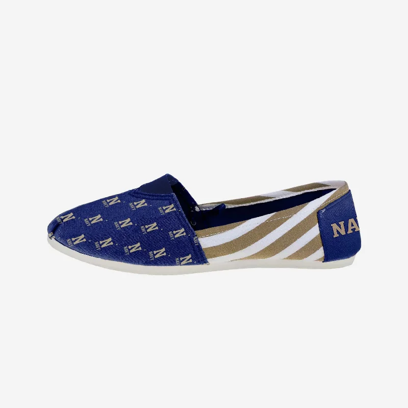 Navy Midshipmen Womens Stripe Canvas Shoe