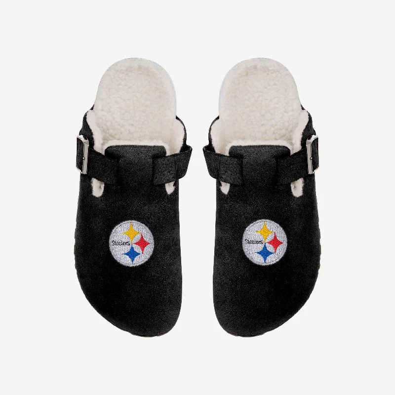 Pittsburgh Steelers Womens Fur Buckle Clog Slipper