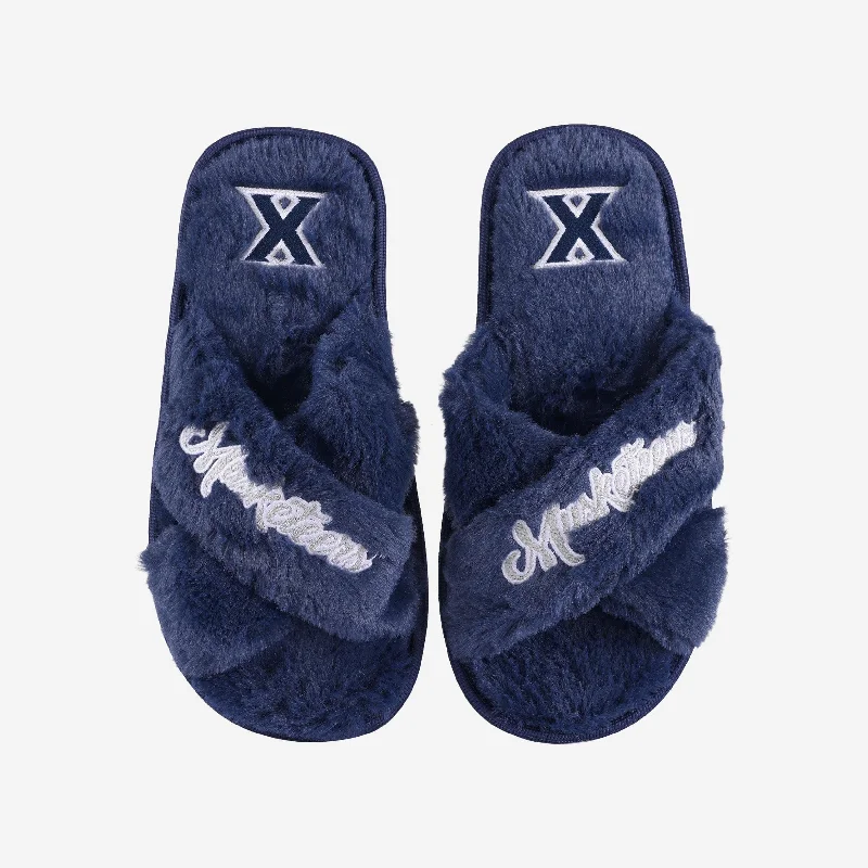 Xavier Musketeers Womens Script Wordmark Fur Cross Slide